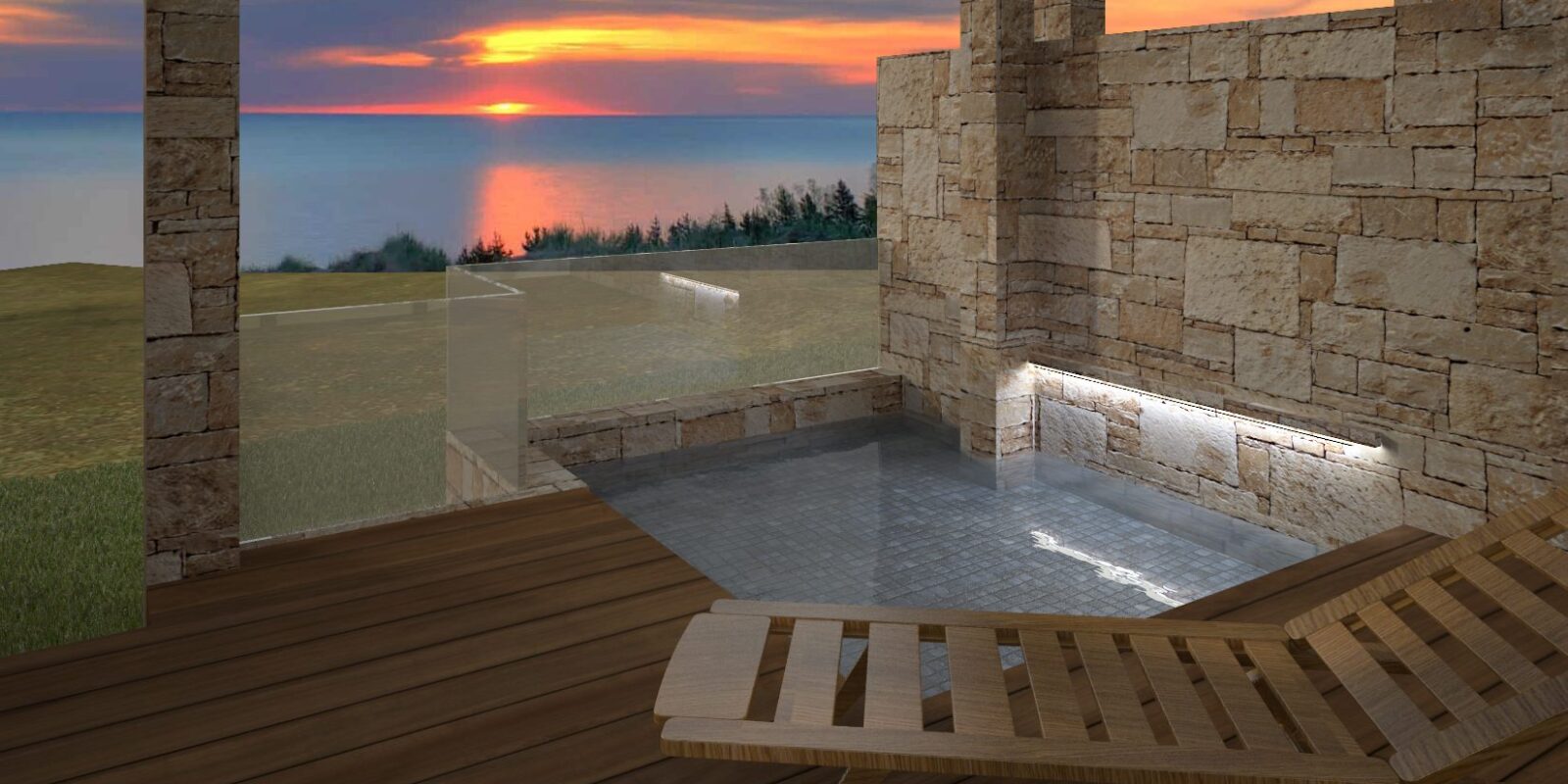 Private plunge pool & deck, sea view