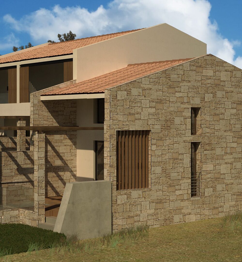 Side elevation · natural stone